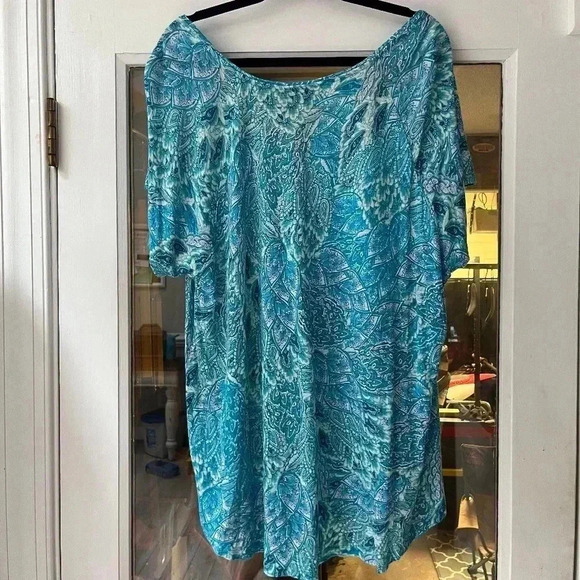 Cynthia Rowley Tee size 3x Blue scoop neck top - Picture 4 of 4